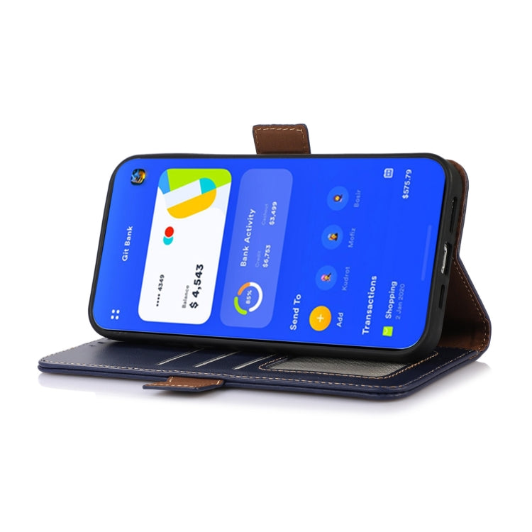 For OnePlus Nord CE 3 Lite Crazy Horse Top Layer Cowhide RFID Leather Phone Case(Blue) - OnePlus Cases by buy2fix | Online Shopping UK | buy2fix
