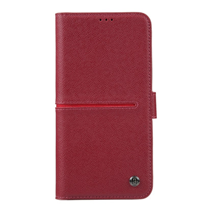 For iPhone 14 Pro Max GEBEI Top-grain Horizontal Flip Leather Phone Case(Wine Red) - iPhone 14 Pro Max Cases by GEBEI | Online Shopping UK | buy2fix