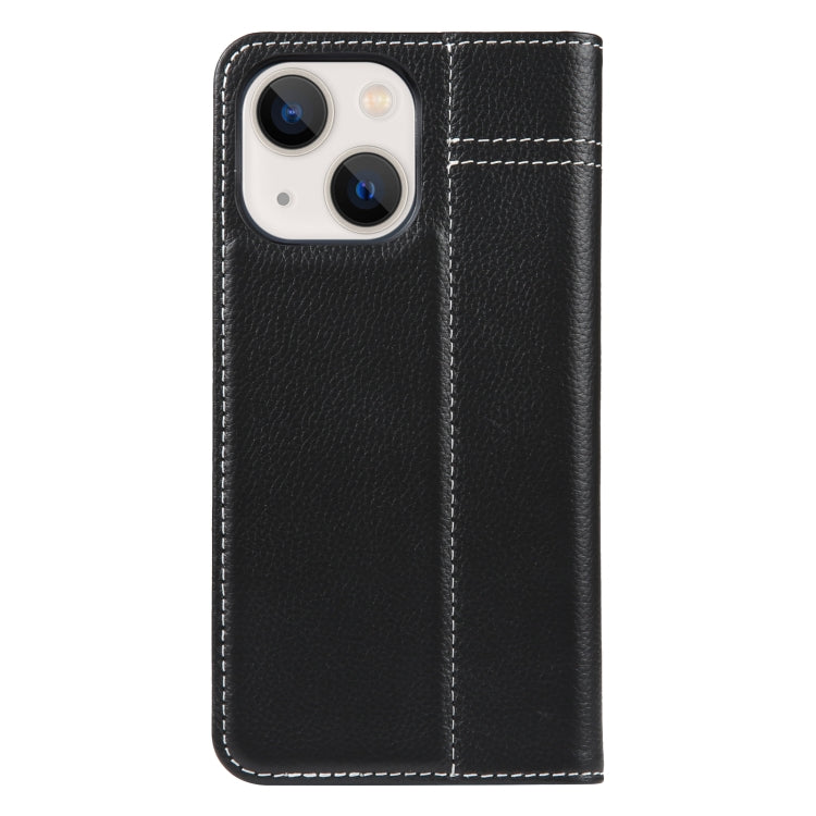 For iPhone 13 GEBEI Top-grain Horizontal Flip Leather Phone Case(Black) - iPhone 13 Cases by GEBEI | Online Shopping UK | buy2fix