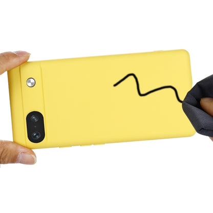 For Google Pixel 7a Pure Color Liquid Silicone Shockproof Phone Case(Yellow) - Google Cases by buy2fix | Online Shopping UK | buy2fix