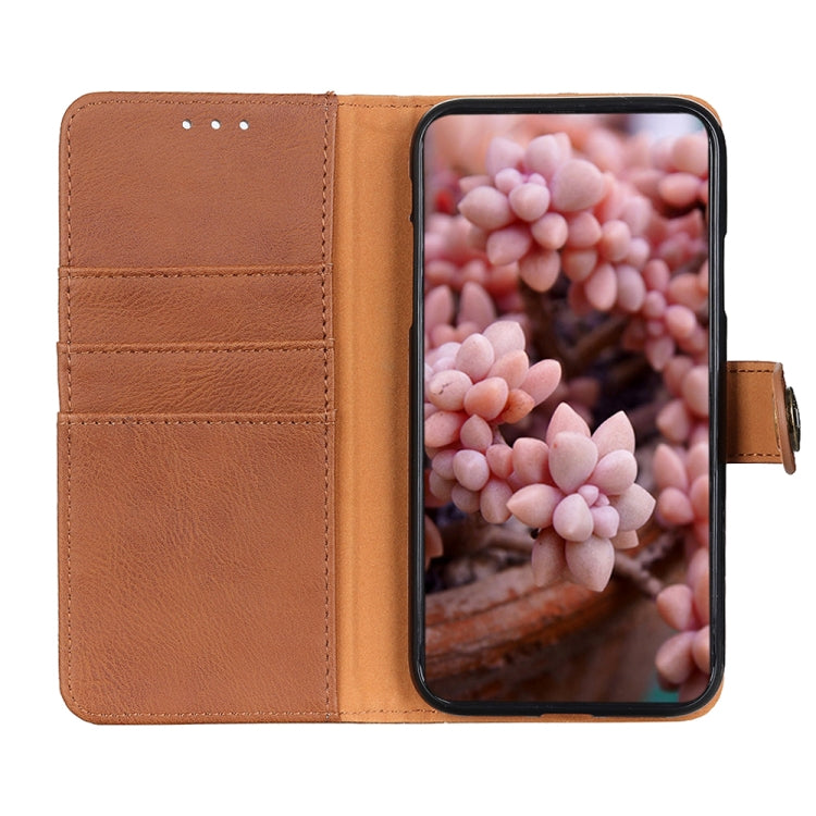 For Samsung Galaxy A24 4G / A25 5G KHAZNEH Cowhide Texture Horizontal Flip Leather Phone Case(Brown) - Galaxy Phone Cases by buy2fix | Online Shopping UK | buy2fix