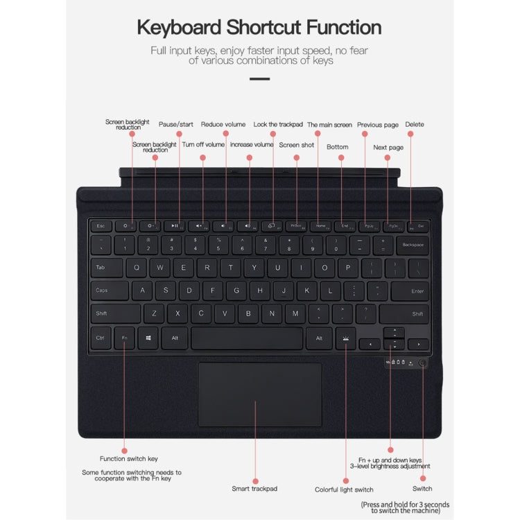 For Microsoft Surface Pro 8 / 9 / X Magnetic Bluetooth Keyboard with backlight - Others Keyboard by buy2fix | Online Shopping UK | buy2fix