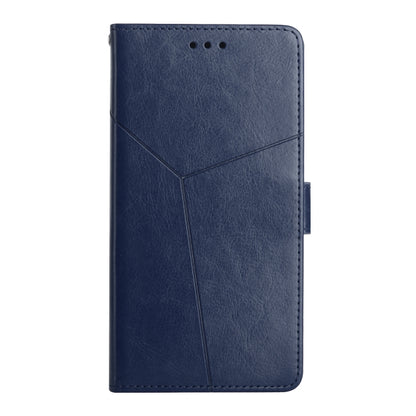 For Xiaomi Redmi Note 12 4G Global HT01 Y-shaped Pattern Flip Leather Phone Case(Blue) - Note 12 Cases by buy2fix | Online Shopping UK | buy2fix