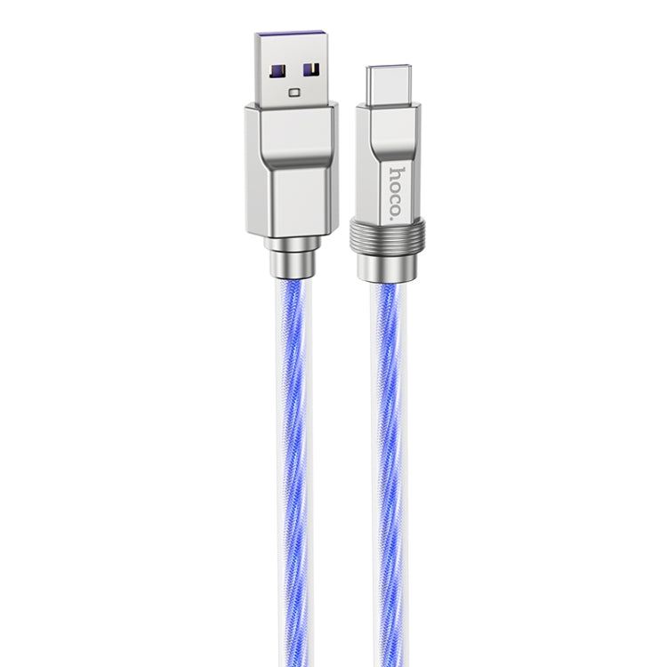 hoco U113 100W USB to USB-C/Type-C Silicone Fast Charging Data Cable, Length: 1m(Blue) -  by hoco | Online Shopping UK | buy2fix