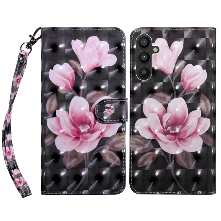 For Samsung Galaxy A34 3D Painted Leather Phone Case(Pink Flower) - Galaxy Phone Cases by buy2fix | Online Shopping UK | buy2fix