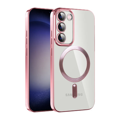 For Samsung Galaxy S23+ 5G CD Texture Plating TPU MagSafe Phone Case with Lens Film(Pink) - Galaxy S23+ 5G Cases by buy2fix | Online Shopping UK | buy2fix