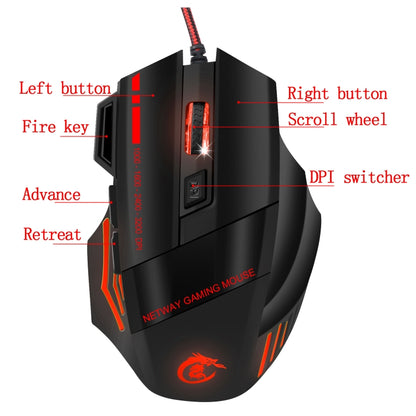 HXSJ A907 7 Keys Colorful Luminous 7D Wired Gaming Mouse(Red) -  by HXSJ | Online Shopping UK | buy2fix