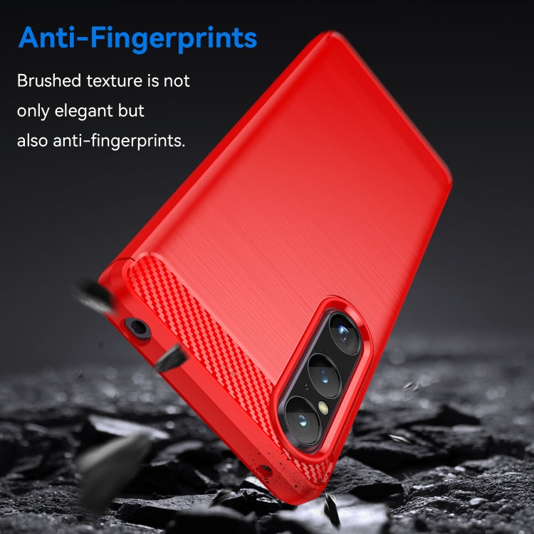 For Sony Xperia 1 V Brushed Texture Carbon Fiber TPU Phone Case(Red) - Sony Cases by buy2fix | Online Shopping UK | buy2fix