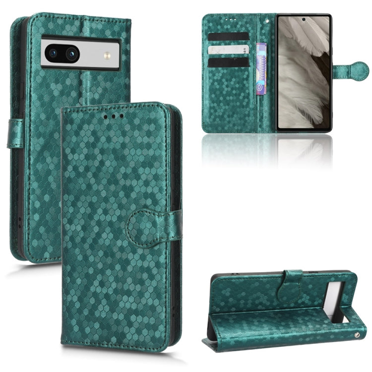 For Google Pixel 7a Honeycomb Dot Texture Leather Phone Case(Green) - Google Cases by buy2fix | Online Shopping UK | buy2fix