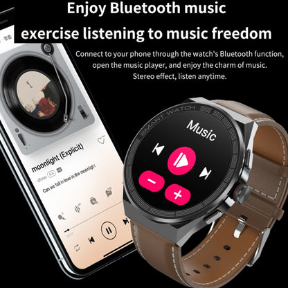 BM01 1.45 inch Leather Band IP68 Waterproof Smart Watch Support Bluetooth Call / NFC(Black) - Smart Wear by buy2fix | Online Shopping UK | buy2fix