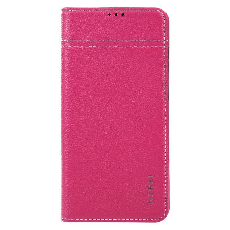 For Samsung Galaxy S23 5G GEBEI Top-grain Horizontal Flip Leather Phone Case(Rose Red) - Galaxy S23 5G Cases by GEBEI | Online Shopping UK | buy2fix