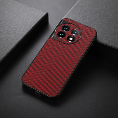 For OnePlus Ace 2 / 11R Accurate Hole Carbon Fiber Texture PU Phone Case(Red) - OnePlus Cases by buy2fix | Online Shopping UK | buy2fix