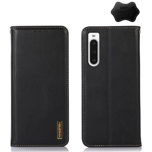 For Sony Xperia 10 V KHAZNEH Nappa Top Layer Cowhide Leather Phone Case(Black) - Sony Cases by buy2fix | Online Shopping UK | buy2fix