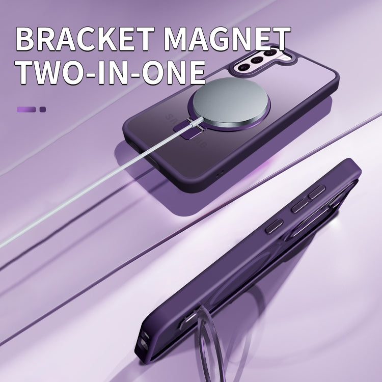 For Samsung Galaxy S23 5G Skin Feel MagSafe Magnetic Holder Phone Case(Purple) - Galaxy S23 5G Cases by buy2fix | Online Shopping UK | buy2fix