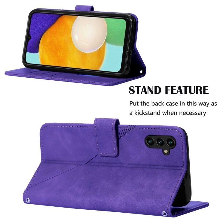 For Samsung Galaxy A34 5G Crossbody 3D Embossed Flip Leather Phone Case(Purple) - Galaxy Phone Cases by buy2fix | Online Shopping UK | buy2fix