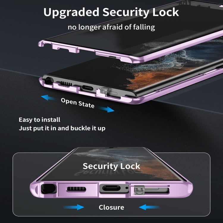 For Samsung Galaxy S21 Ultra 5G HD Full Cover Magsafe Magnetic Metal Tempered Glass Phone Case(Purple) - Galaxy S21 Ultra 5G Cases by buy2fix | Online Shopping UK | buy2fix