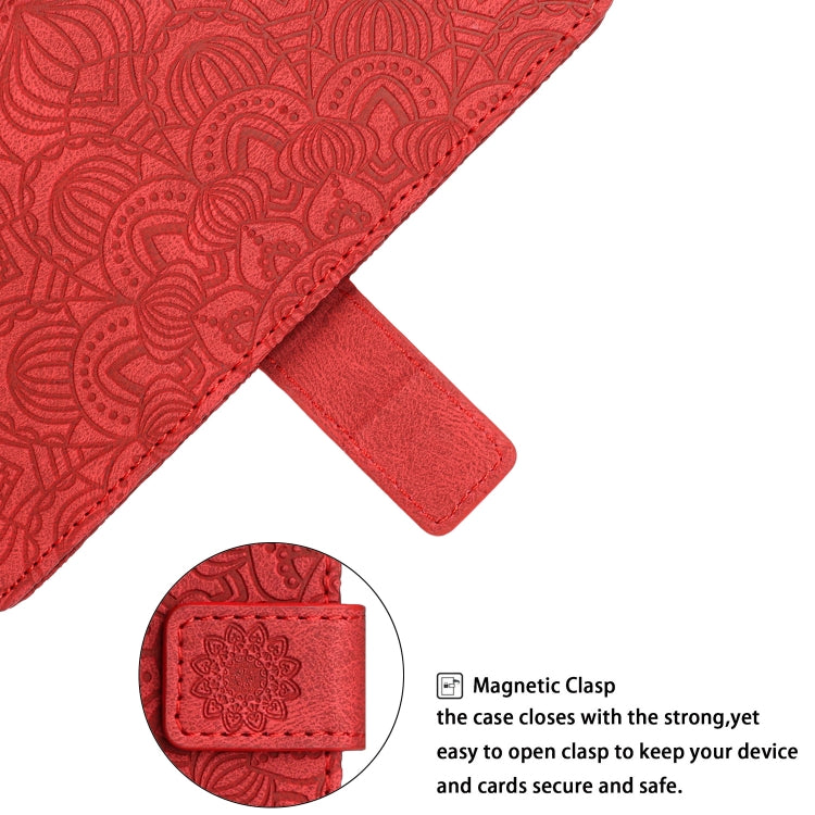 For Xiaomi Redmi 12C Mandala Embossed Flip Leather Phone Case(Red) - Xiaomi Cases by buy2fix | Online Shopping UK | buy2fix