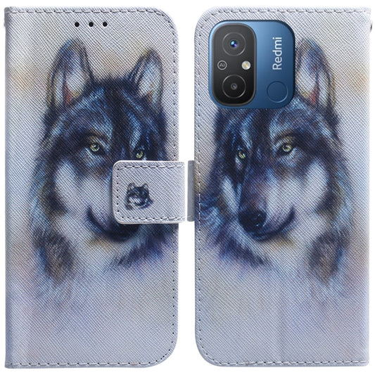 For Xiaomi Redmi 12C / 11A Coloured Drawing Flip Leather Phone Case(White Wolf) - Xiaomi Cases by buy2fix | Online Shopping UK | buy2fix