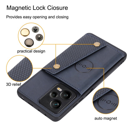 For Xiaomi Redmi Note 12 5G Global Double Buckle Magnetic Phone Case(Brown) - Note 12 Cases by buy2fix | Online Shopping UK | buy2fix