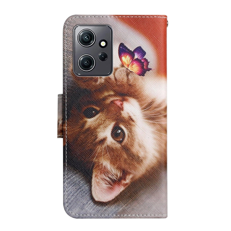 For Xiaomi Redmi Note 12 4G Global Colored Drawing Pattern Flip Leather Phone Case(Butterfly Cat) - Note 12 Cases by buy2fix | Online Shopping UK | buy2fix
