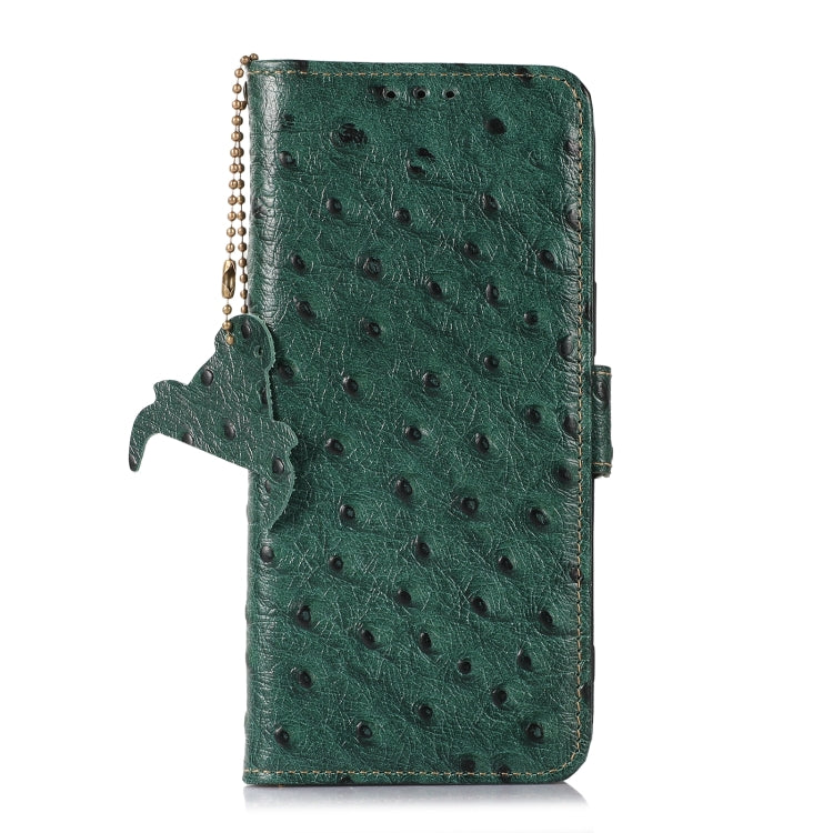 For Nokia G22 4G Ostrich Pattern Genuine Leather RFID Phone Case(Green) - Nokia Cases by buy2fix | Online Shopping UK | buy2fix