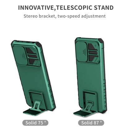 For Xiaomi Redmi Note 12 Pro 5G / Poco X5 Pro Stereoscopic Holder Sliding Camshield Phone Case(Green) - Note 12 Pro Cases by buy2fix | Online Shopping UK | buy2fix