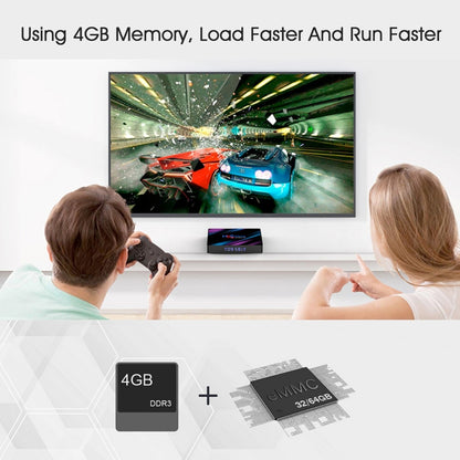 H96 Max-3318 4K Ultra HD Android TV Box with Remote Controller, Android 10.0, RK3318 Quad-Core 64bit Cortex-A53, 4GB+32GB, Support TF Card / USBx2 / AV / Ethernet, Plug Specification:US Plug - Consumer Electronics by buy2fix | Online Shopping UK | buy2fix