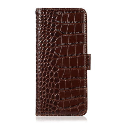 For Motorola Moto G Power 2023 Crocodile Top Layer Cowhide Leather Phone Case(Brown) - Motorola Cases by buy2fix | Online Shopping UK | buy2fix
