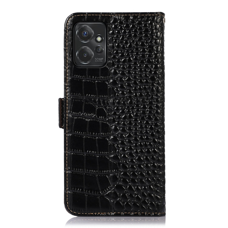 For Motorola Moto G Power 2023 Crocodile Top Layer Cowhide Leather Phone Case(Black) - Motorola Cases by buy2fix | Online Shopping UK | buy2fix