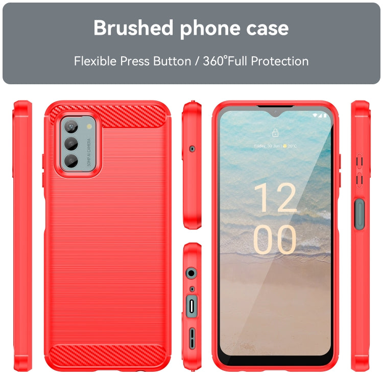 For Nokia G22 Brushed Texture Carbon Fiber TPU Phone Case(Red) - Nokia Cases by buy2fix | Online Shopping UK | buy2fix