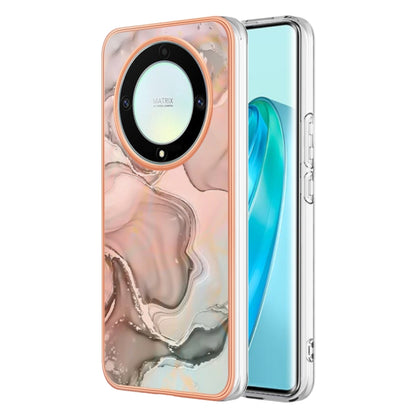 For Honor X9a / Magic5 Lite Electroplating Marble Dual-side IMD Phone Case(Rose Gold 015) - Honor Cases by buy2fix | Online Shopping UK | buy2fix