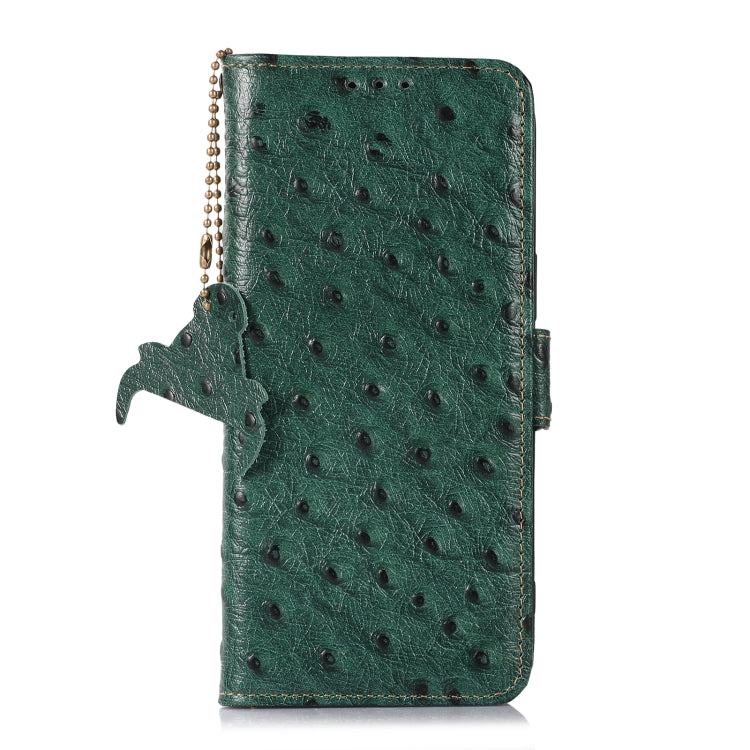 For Honor Magic5 Pro Ostrich Pattern Genuine Leather RFID Phone Case(Green) - Honor Cases by buy2fix | Online Shopping UK | buy2fix