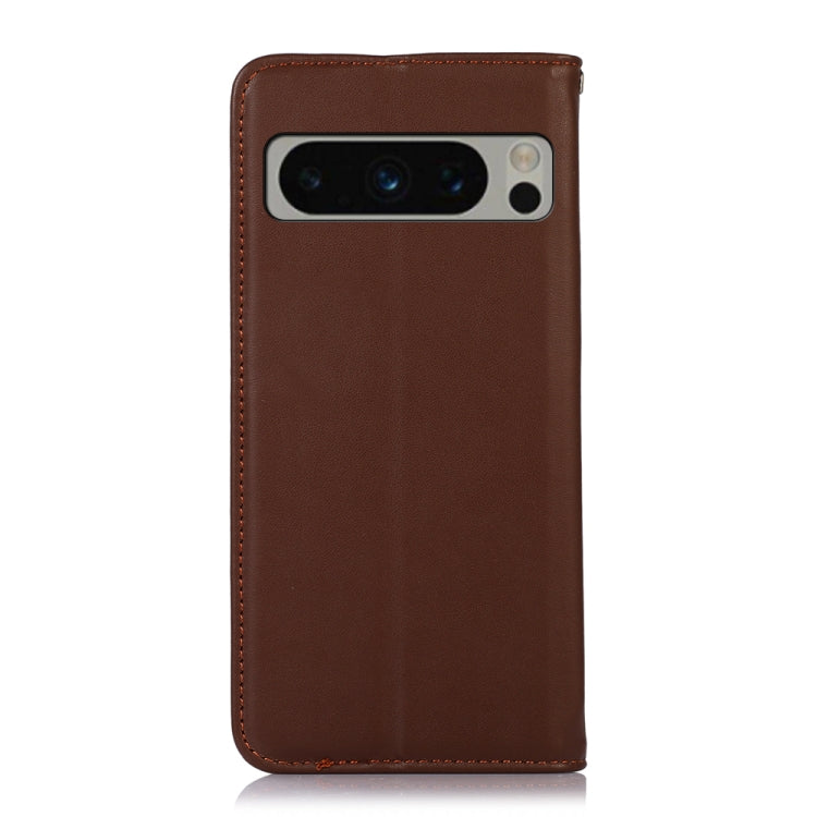 For Google Pixel 8 Pro KHAZNEH Nappa Top Layer Cowhide Leather Phone Case(Brown) - Google Cases by buy2fix | Online Shopping UK | buy2fix