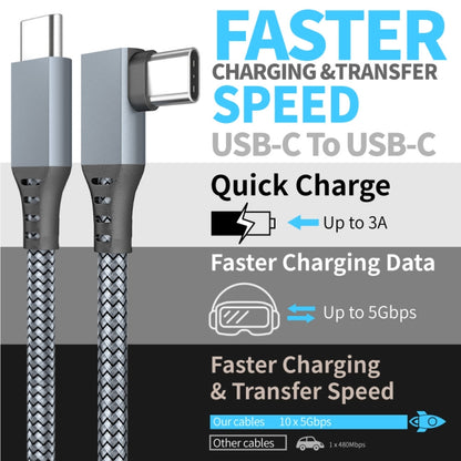 3m USB-C / Type-C to USB-C / Type-C Elbow 5Gbps 60W USB3.1 Gen1 Fast Charging Data-sync Cable(Grey) -  by buy2fix | Online Shopping UK | buy2fix