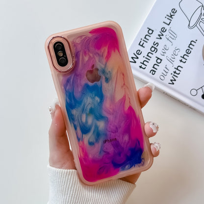 For iPhone X / XS Oil Painting Electroplating TPU Phone Case(Pink) - More iPhone Cases by buy2fix | Online Shopping UK | buy2fix