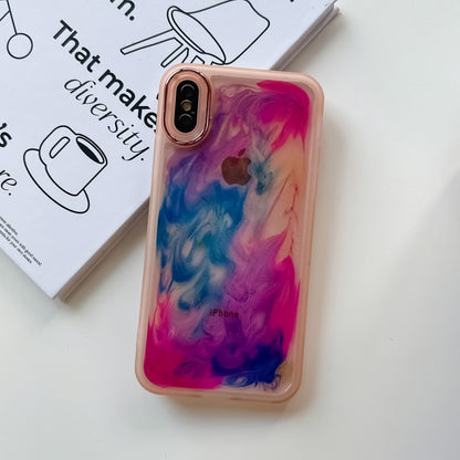 For iPhone X / XS Oil Painting Electroplating TPU Phone Case(Pink) - More iPhone Cases by buy2fix | Online Shopping UK | buy2fix