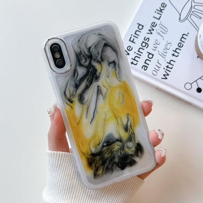 For iPhone X / XS Oil Painting Electroplating TPU Phone Case(White) - More iPhone Cases by buy2fix | Online Shopping UK | buy2fix