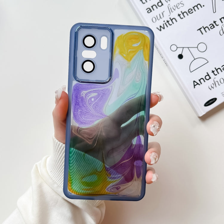 For Xiaomi Redmi K40 Pro Oil Painting Electroplating TPU Phone Case(Blue) - K40 Pro Cases by buy2fix | Online Shopping UK | buy2fix