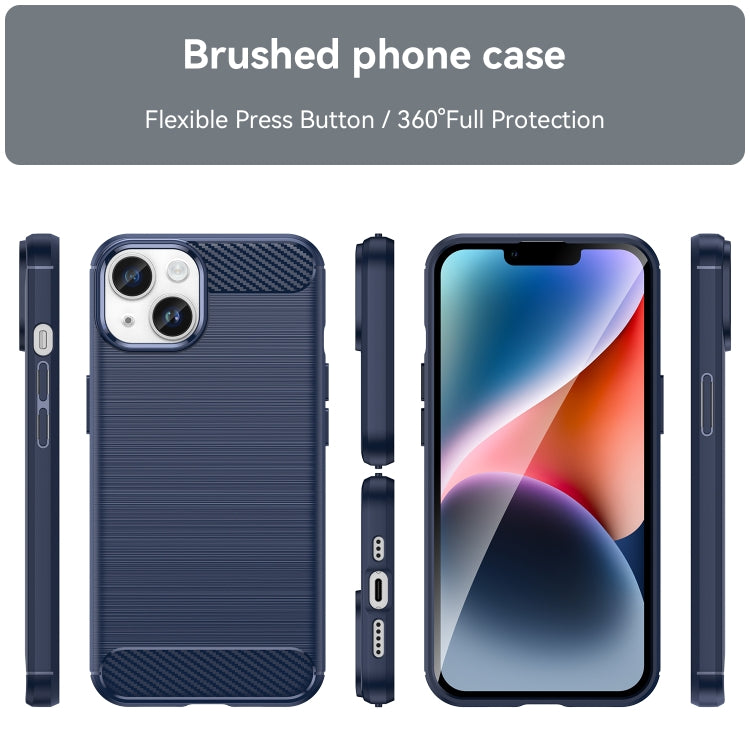 For iPhone 15 Plus Brushed Texture Carbon Fiber TPU Phone Case(Blue) - iPhone 15 Plus Cases by buy2fix | Online Shopping UK | buy2fix