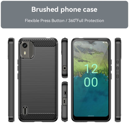 For Nokia C12 Brushed Texture Carbon Fiber TPU Phone Case(Black) - Nokia Cases by buy2fix | Online Shopping UK | buy2fix