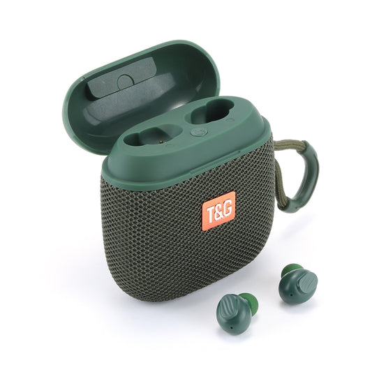 T&G TG809 2 in 1 Portable Outdoor Wireless Speaker & Mini TWS Bluetooth Earbuds(Dark Green) - Mini Speaker by T&G | Online Shopping UK | buy2fix