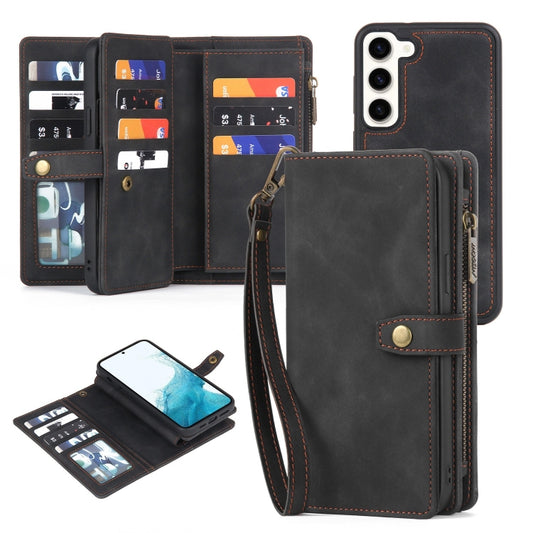 For Samsung Galaxy A32 4G Zipper Wallet Detachable MagSafe Leather Phone Case(Black) - Galaxy Phone Cases by buy2fix | Online Shopping UK | buy2fix
