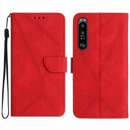 For Sony Xperia 1 IV Stitching Embossed Leather Phone Case(Red) - Sony Cases by buy2fix | Online Shopping UK | buy2fix