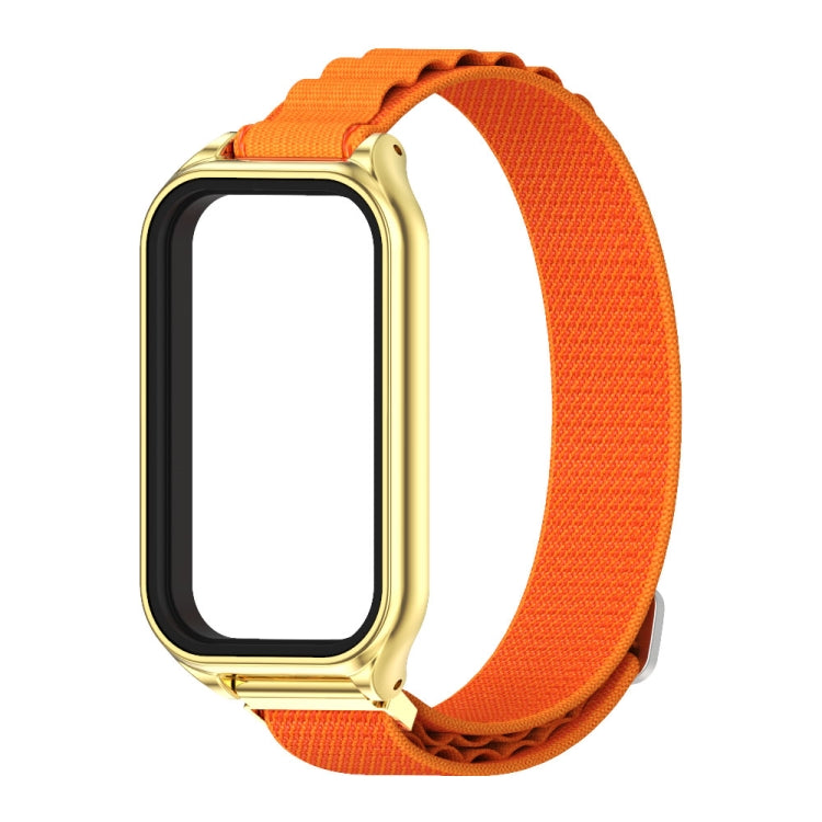 For Xiaomi Smart Band 8 Active / Redmi Band 2 Mijobs Metal Shell Nylon Breathable Watch Band(Orange Gold) - Watch Bands by MIJOBS | Online Shopping UK | buy2fix