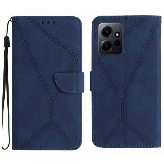 For Xiaomi Redmi Note 12 4G Stitching Embossed Leather Phone Case(Blue) - Note 12 Cases by buy2fix | Online Shopping UK | buy2fix