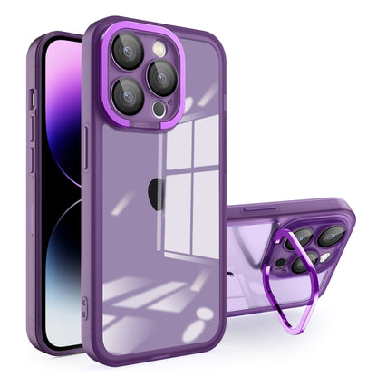 For iPhone 15 Plus Invisible Lens Bracket Matte Transparent MagSafe Phone Case(Purple) - iPhone 15 Plus Cases by buy2fix | Online Shopping UK | buy2fix