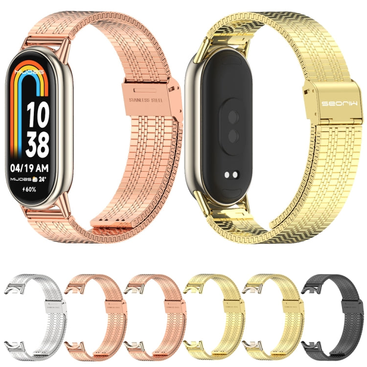 For Xiaomi Mi Band 8 / 9 / 9 NFC Mijobs Stainless Steel Metal Watch Band(Rose Gold+Light Gold) - Watch Bands by MIJOBS | Online Shopping UK | buy2fix