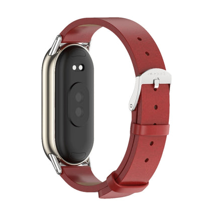 For Xiaomi Mi Band 8 / 9 / 9 NFC Mijobs Microfiber PU Leather Watch Band(Red Silver) - Watch Bands by MIJOBS | Online Shopping UK | buy2fix