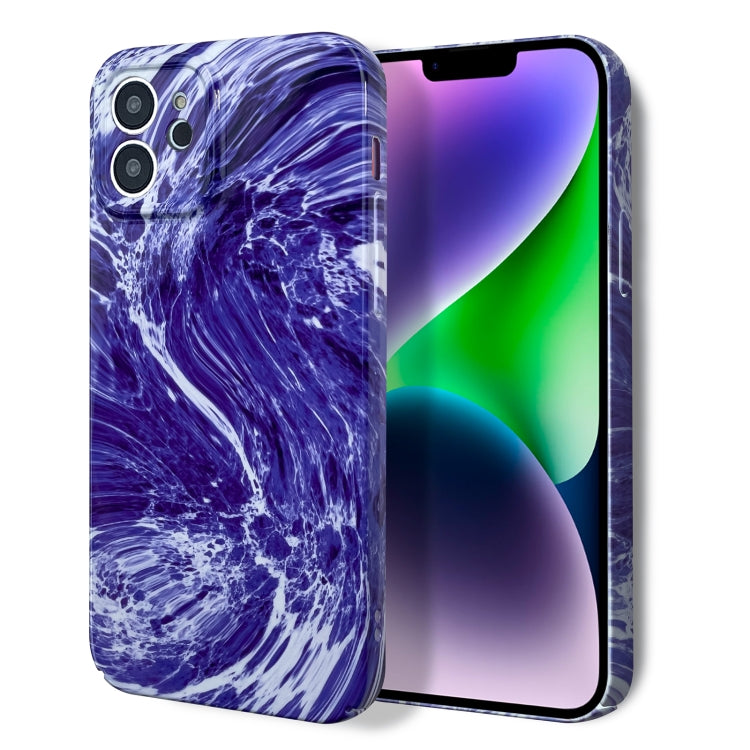 For iPhone 12 Marble Pattern Phone Case(Purple White) - iPhone 12 / 12 Pro Cases by buy2fix | Online Shopping UK | buy2fix