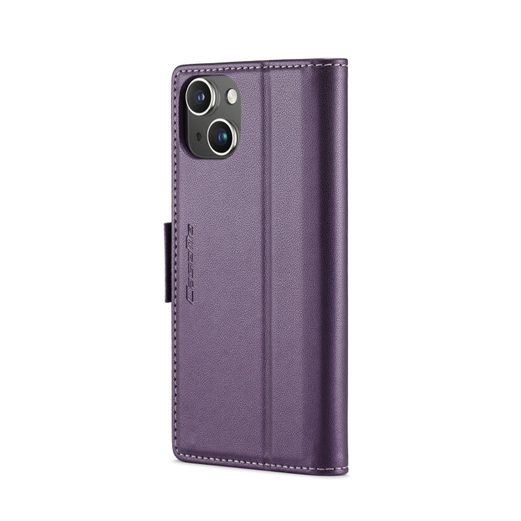 For iPhone 14 Plus CaseMe 023 Butterfly Buckle Litchi Texture RFID Anti-theft Leather Phone Case(Pearly Purple) - iPhone 14 Plus Cases by CaseMe | Online Shopping UK | buy2fix